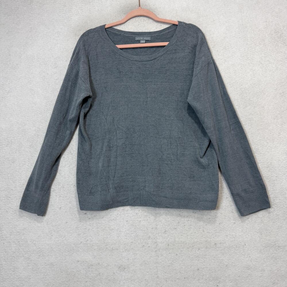 Barefoot Dreams Sweater Womens Large Gray Scoop Neck Lightweight Knit Pullover